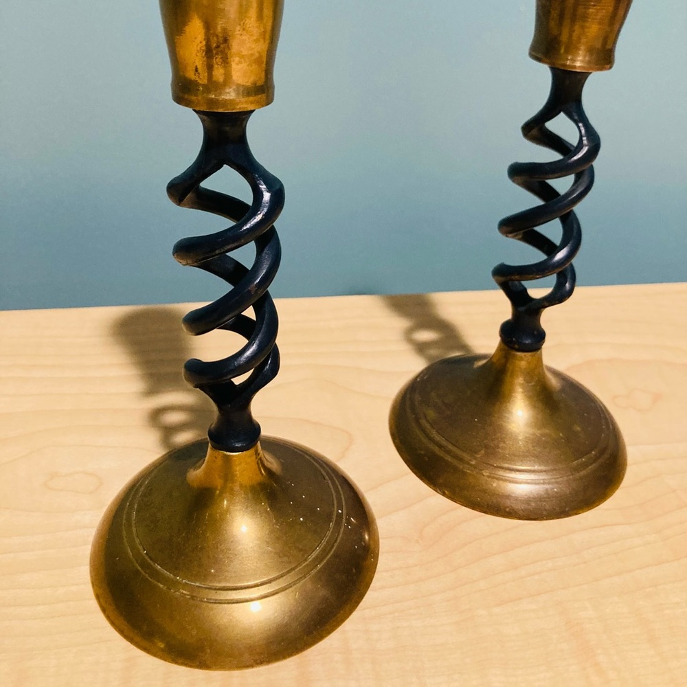 IRON AND BRONZE CANDLE HOLDERS